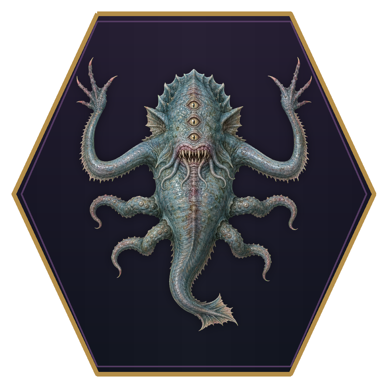 Aboleth top-down flat-top hex token