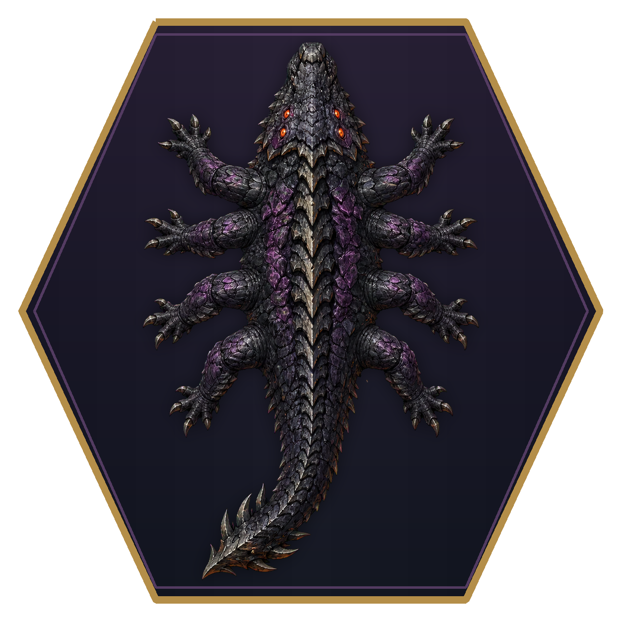 Abyssal Greater Basilisk top-down flat-top hex token