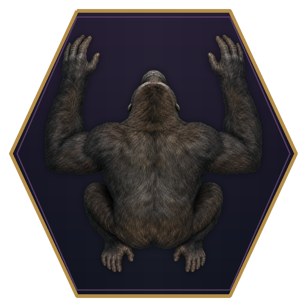 Ape top-down flat-top hex token