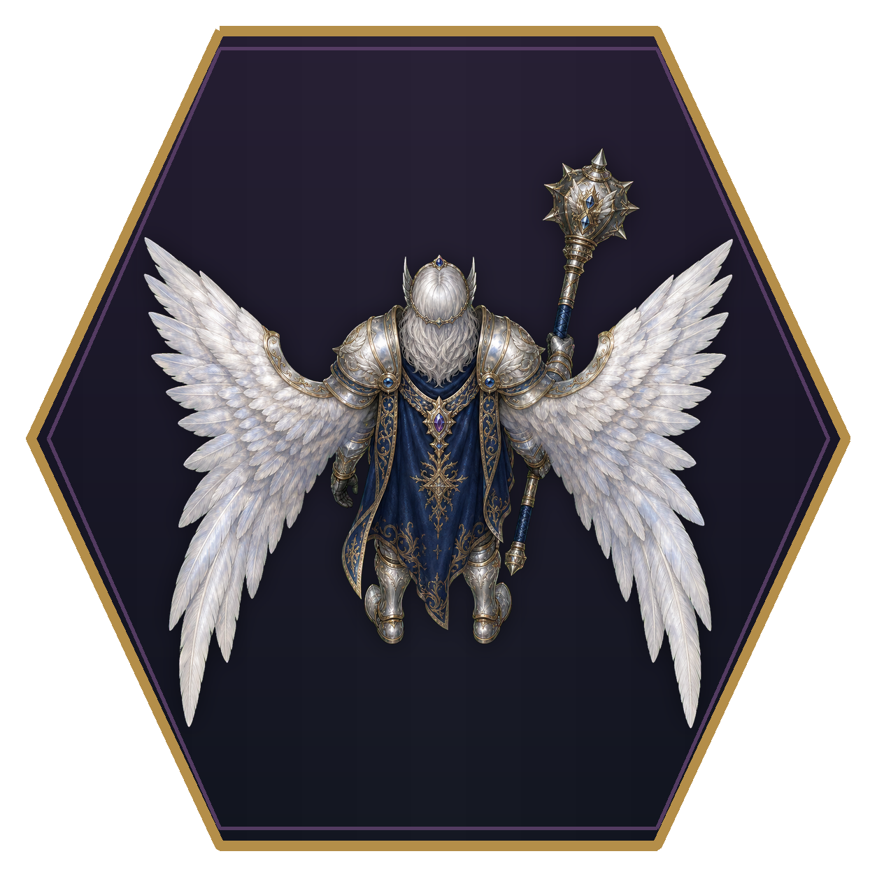 Astral Deva top-down flat-top hex token