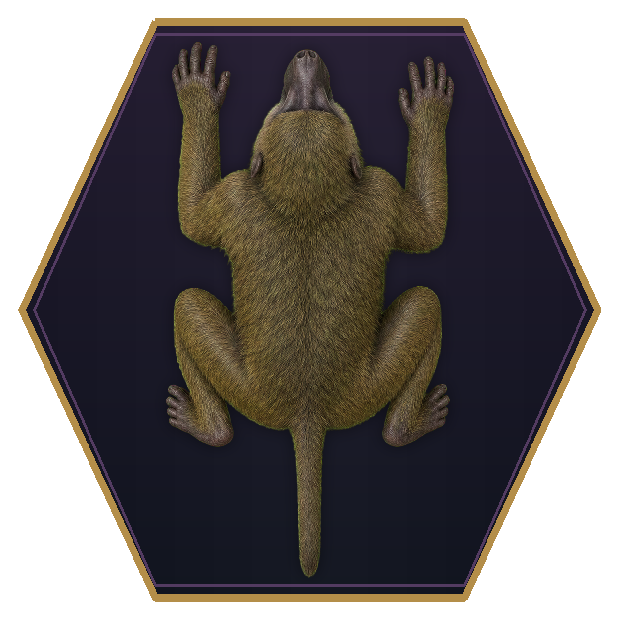 Baboon top-down flat-top hex token