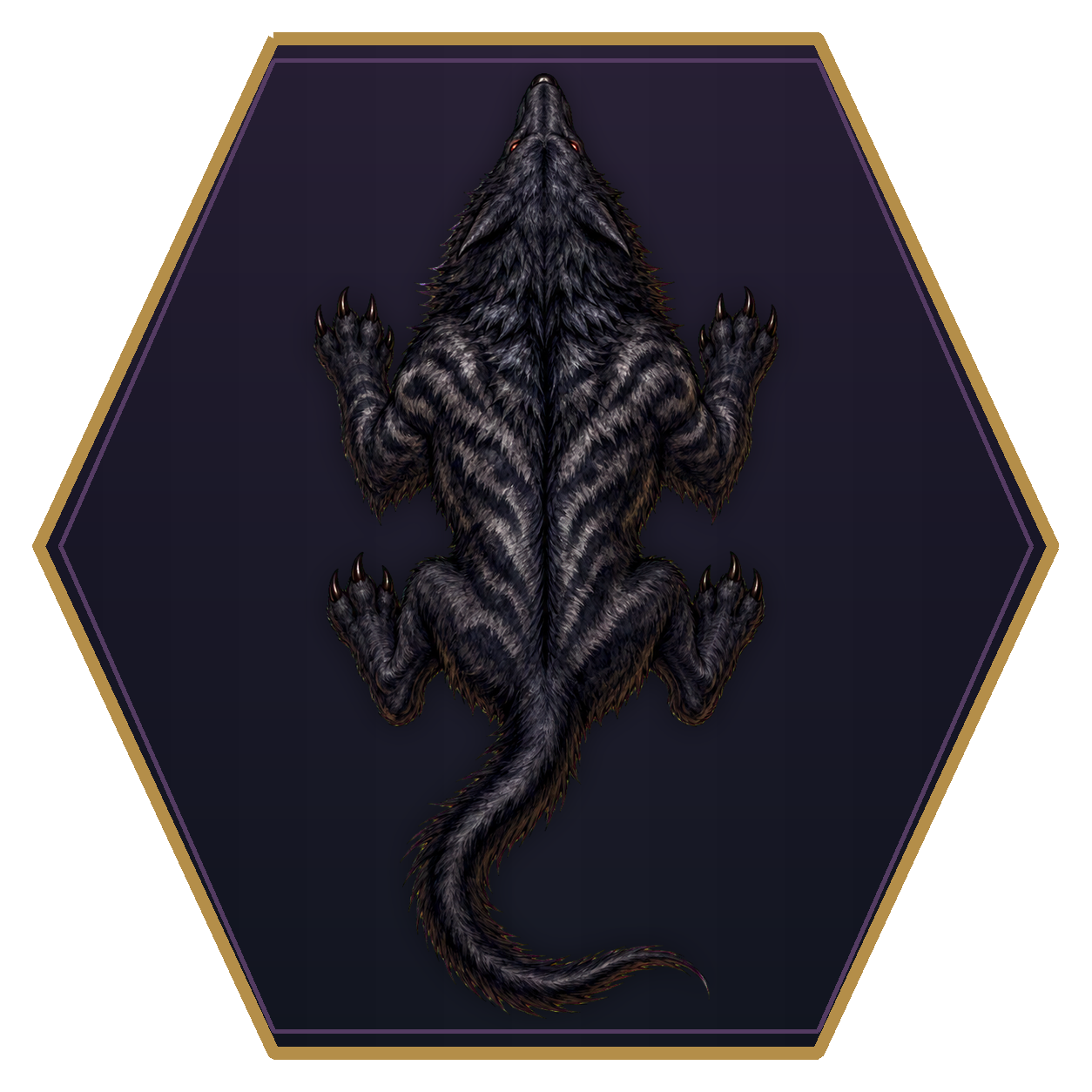 Barghest top-down flat-top hex token