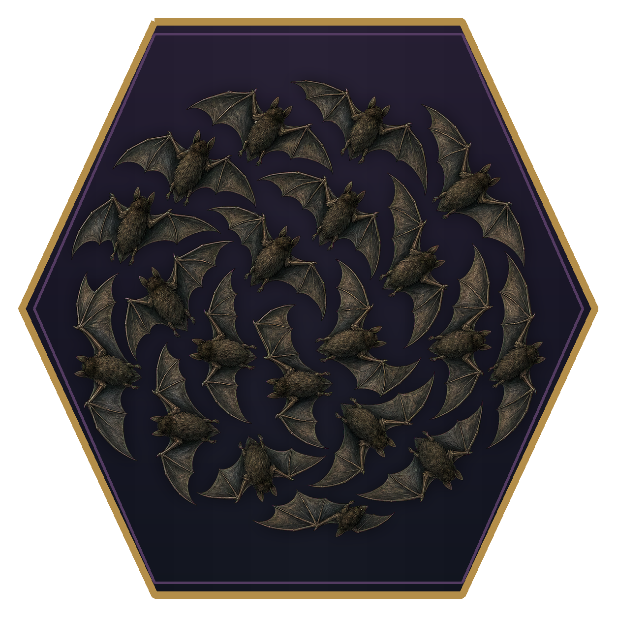 Bat Swarm top-down flat-top hex token