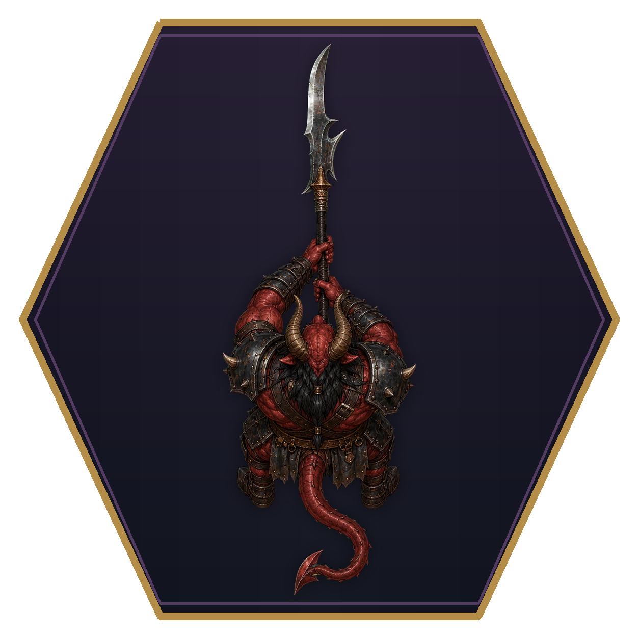 Bearded Devil (Barbazu) top-down flat-top hex token