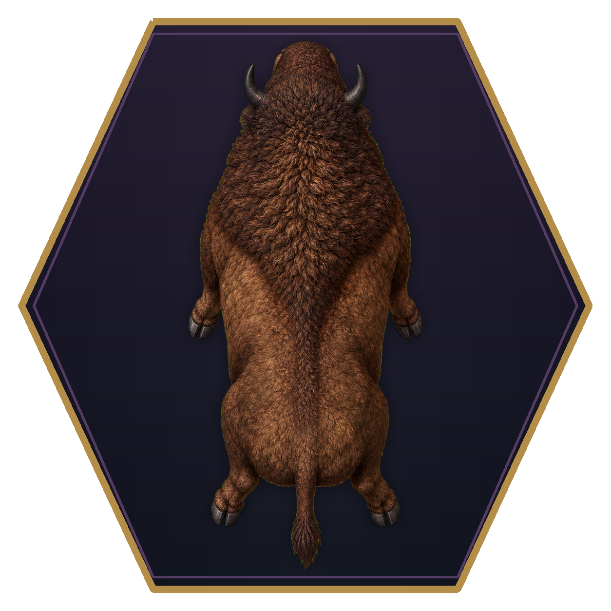 Bison top-down flat-top hex token