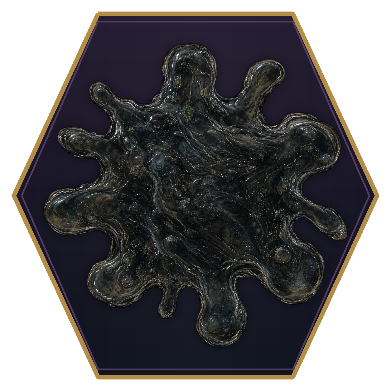 Black Pudding top-down flat-top hex token