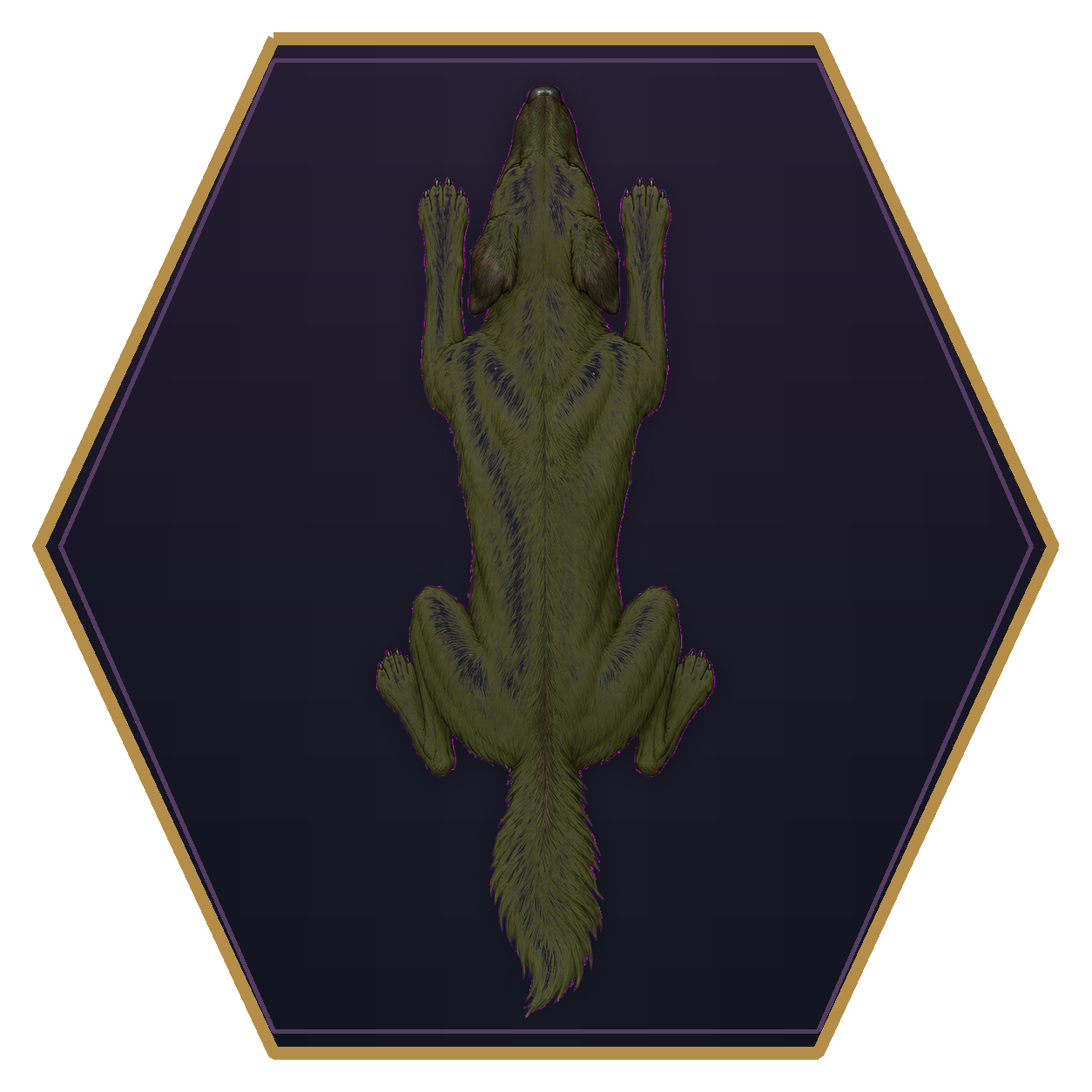Blink Dog top-down flat-top hex token