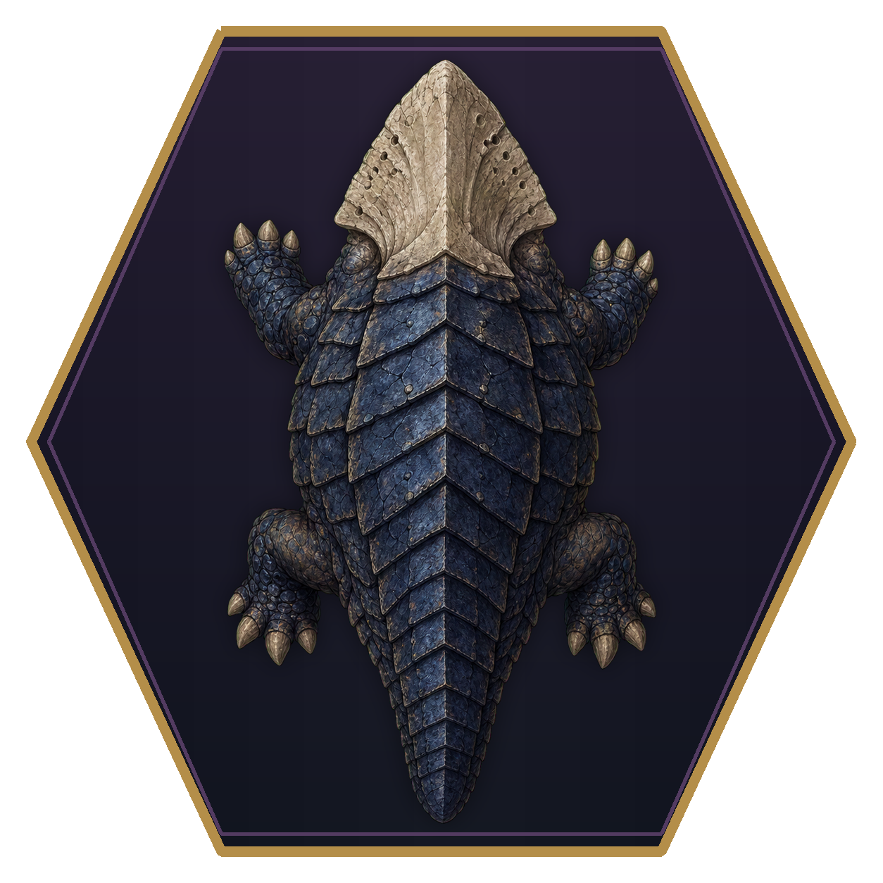 Bulette top-down flat-top hex token