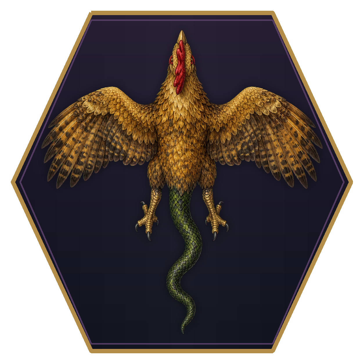 Cockatrice top-down flat-top hex token