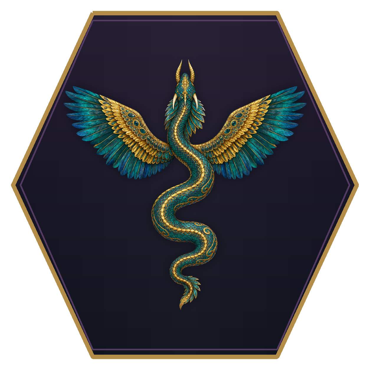 Couatl top-down flat-top hex token