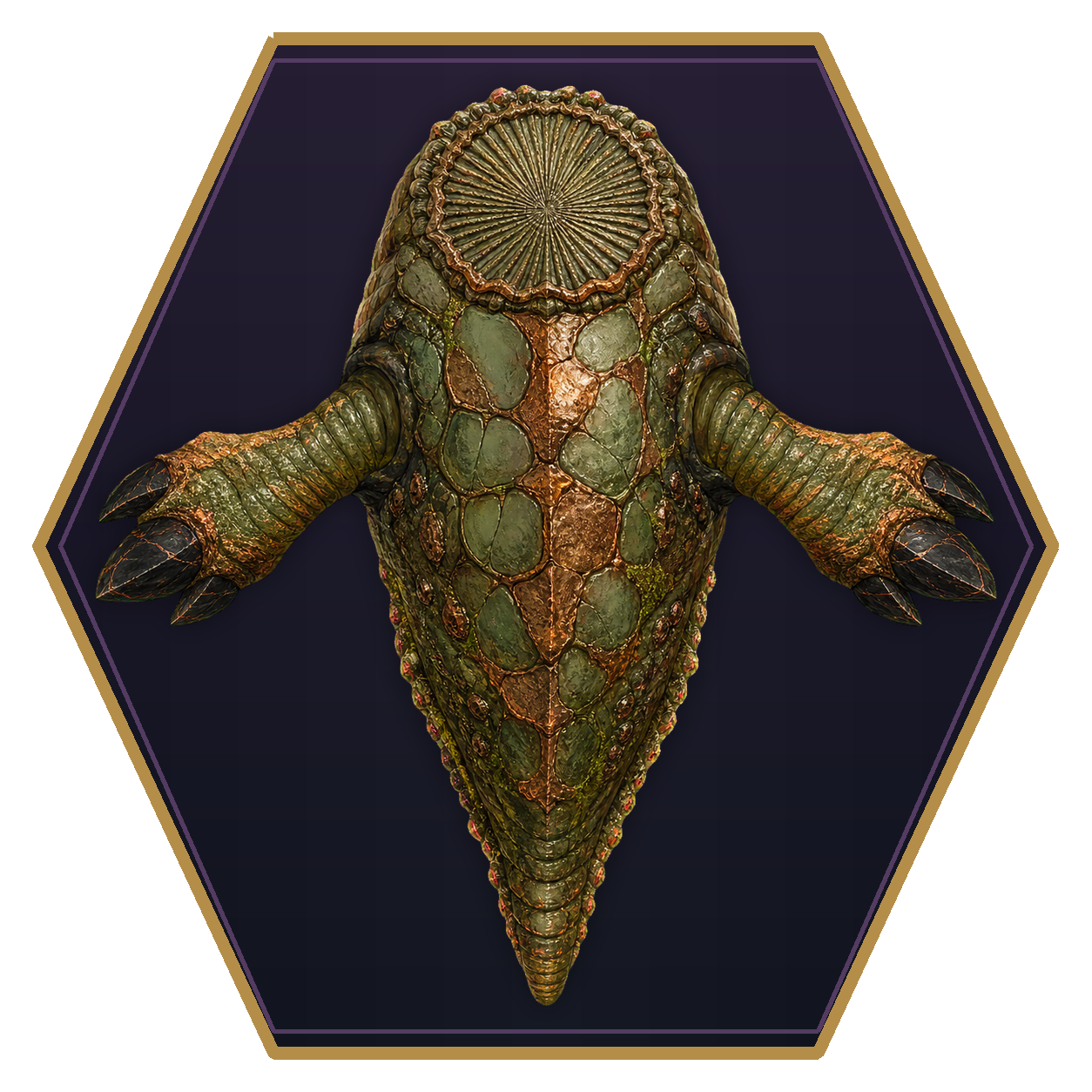 Delver top-down flat-top hex token