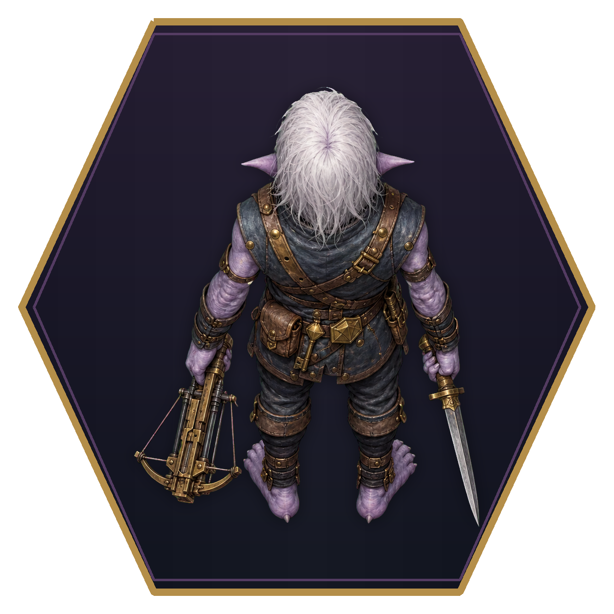 Derro top-down flat-top hex token