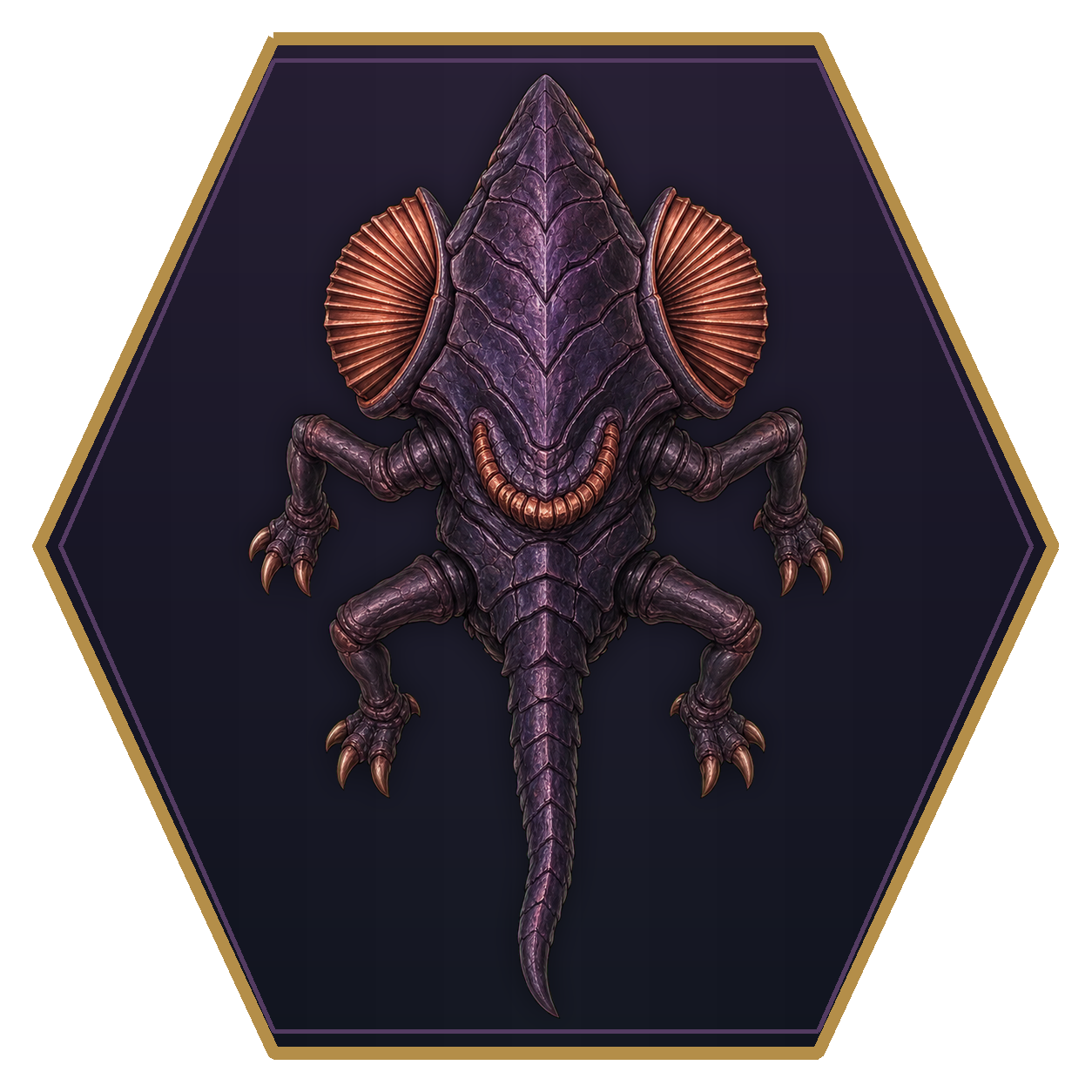 Destrachan top-down flat-top hex token