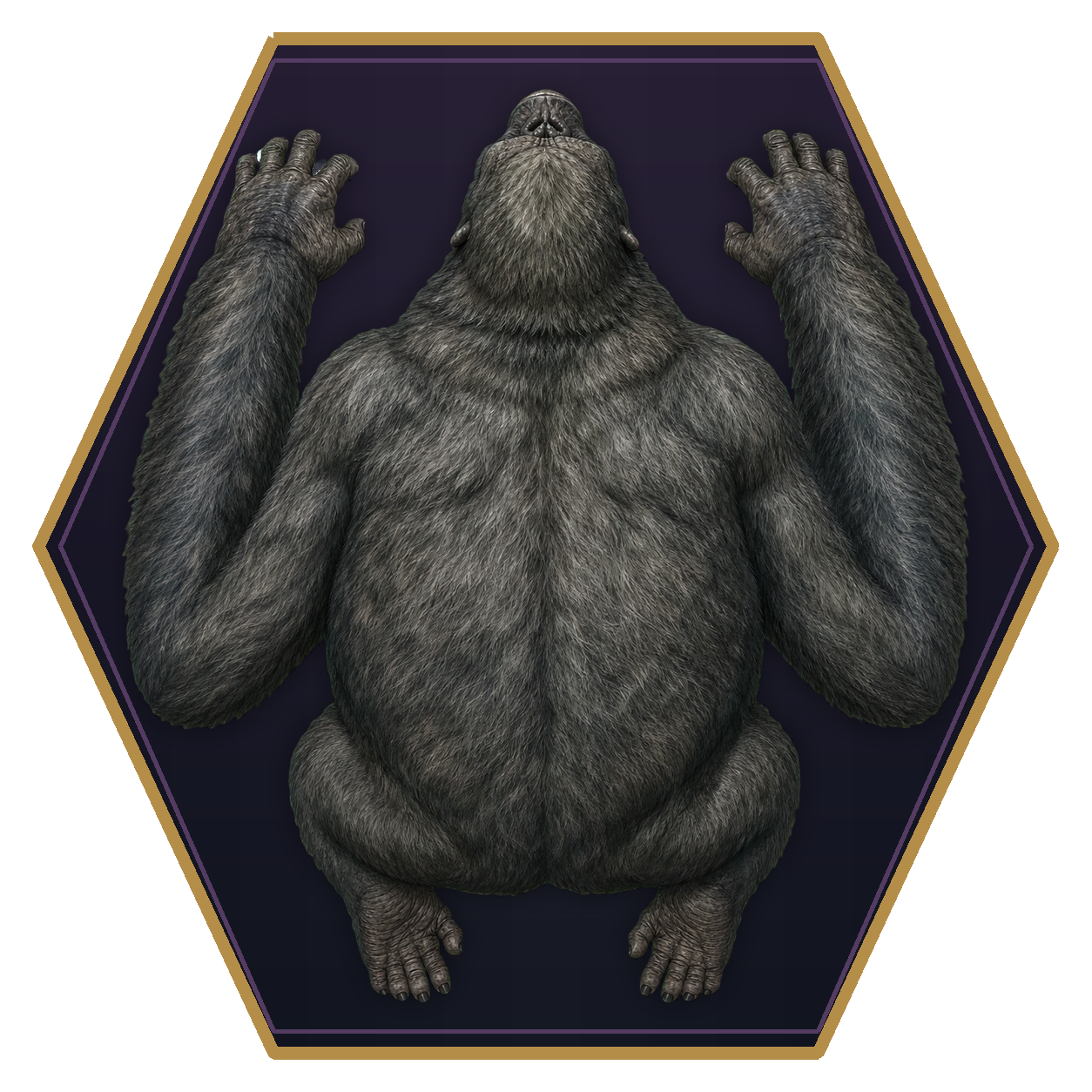Dire Ape top-down flat-top hex token
