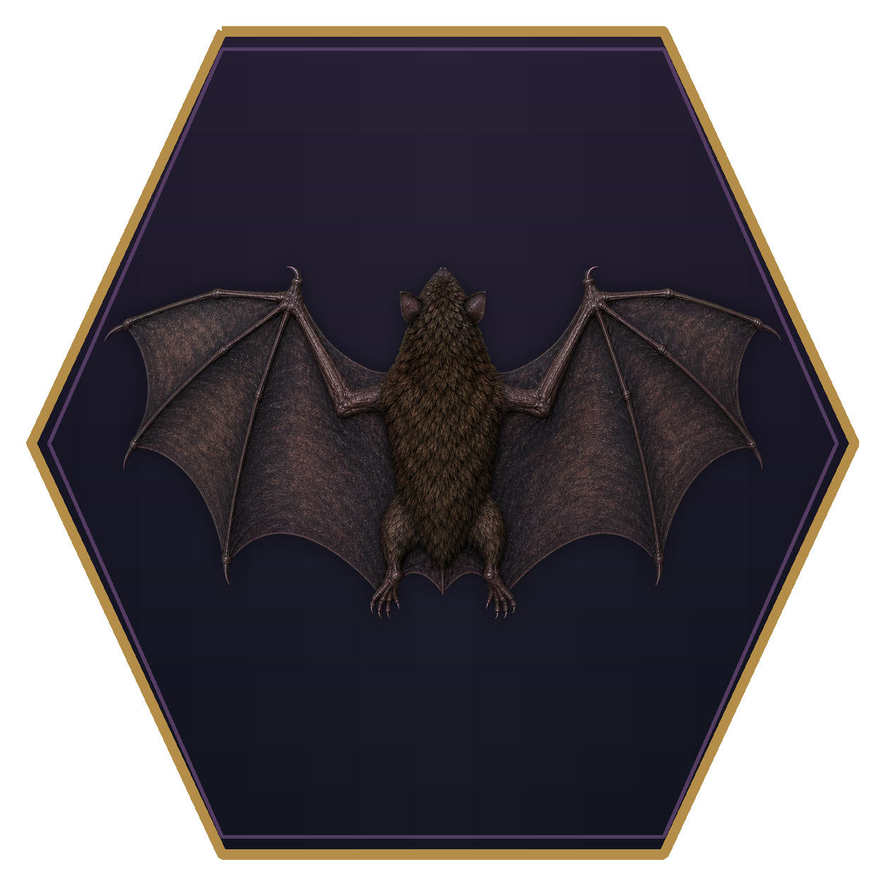 Dire Bat top-down flat-top hex token