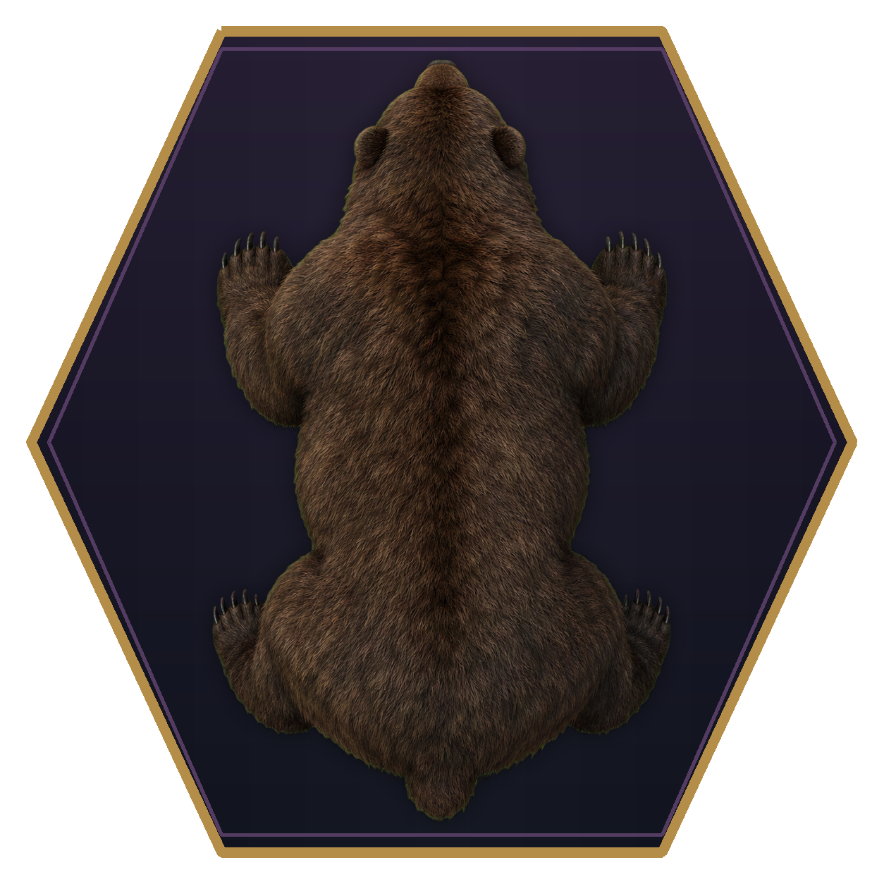 Dire Bear top-down flat-top hex token