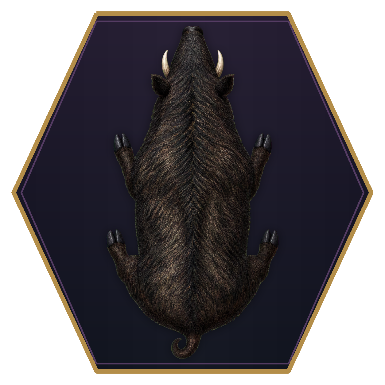 Dire Boar top-down flat-top hex token