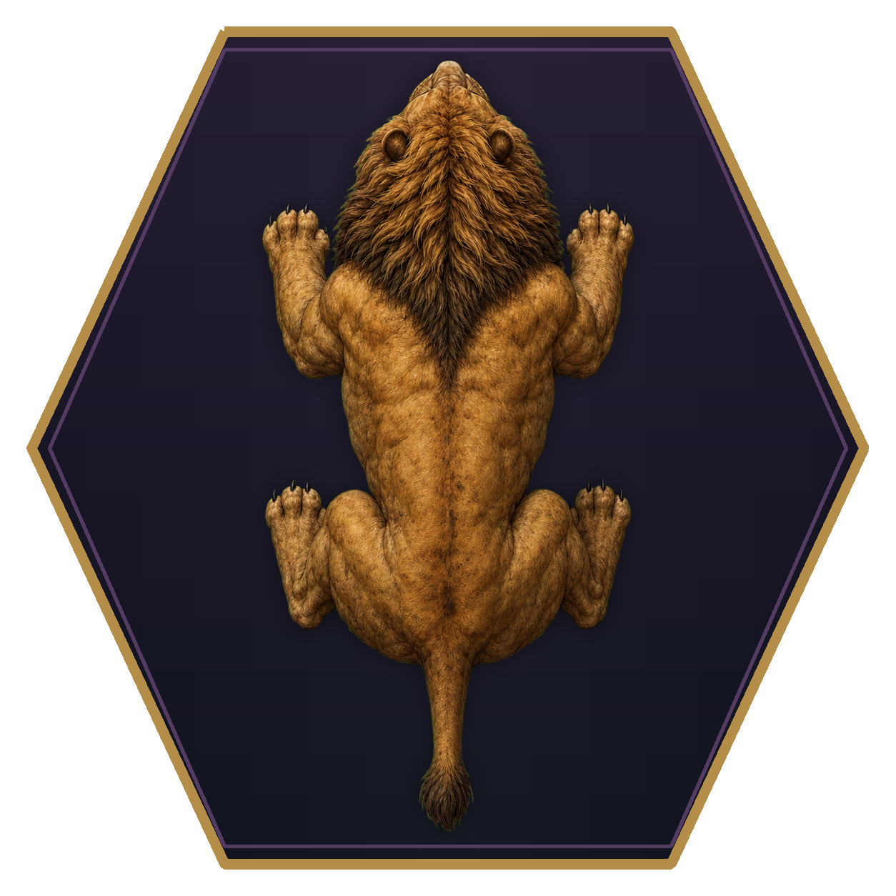 Dire Lion top-down flat-top hex token