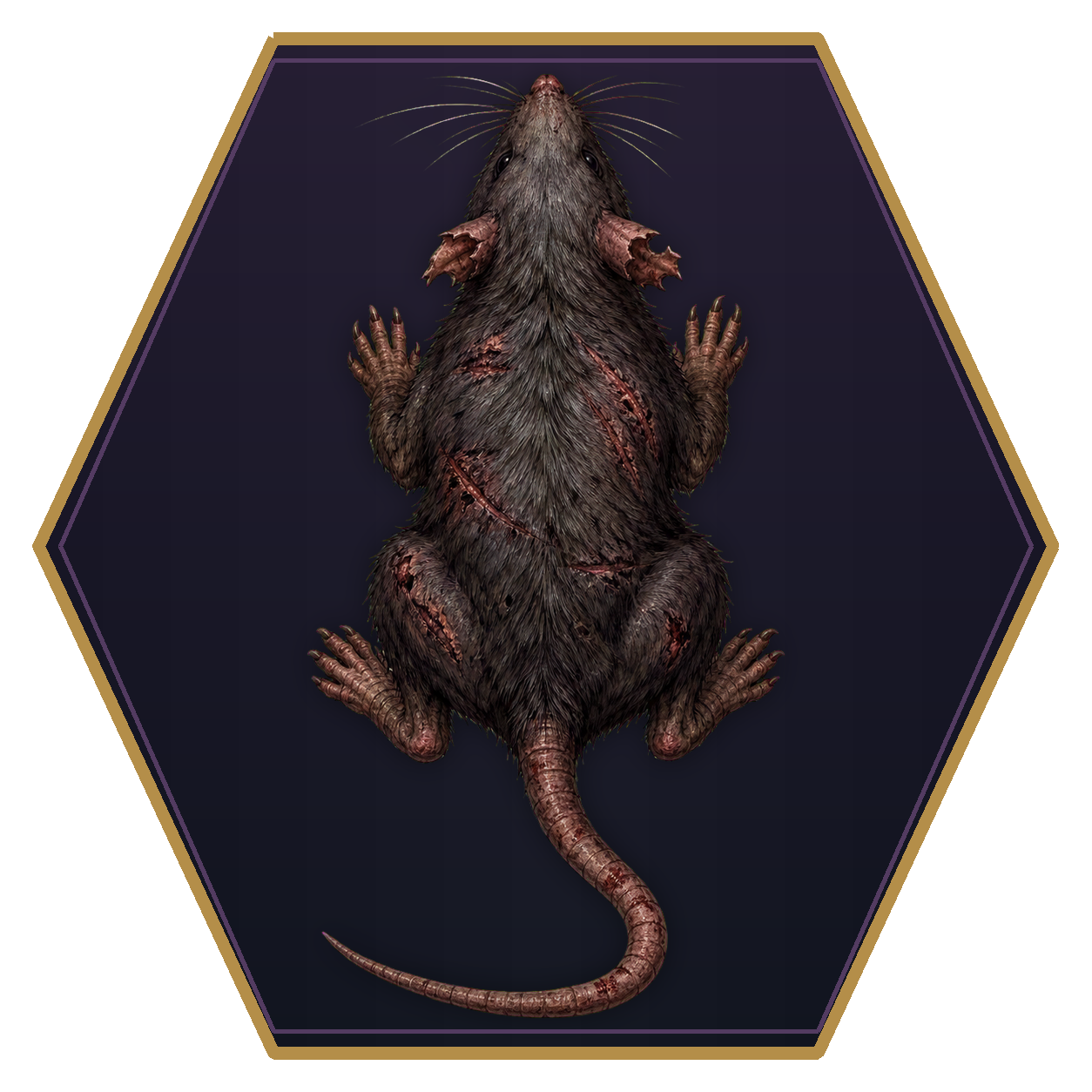 Dire Rat top-down flat-top hex token