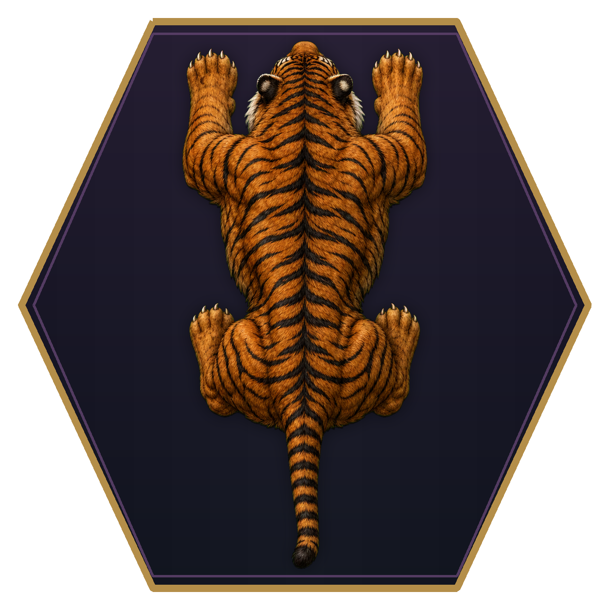 Dire Tiger top-down flat-top hex token