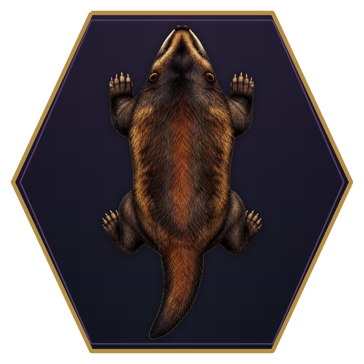 Dire Weasel top-down flat-top hex token