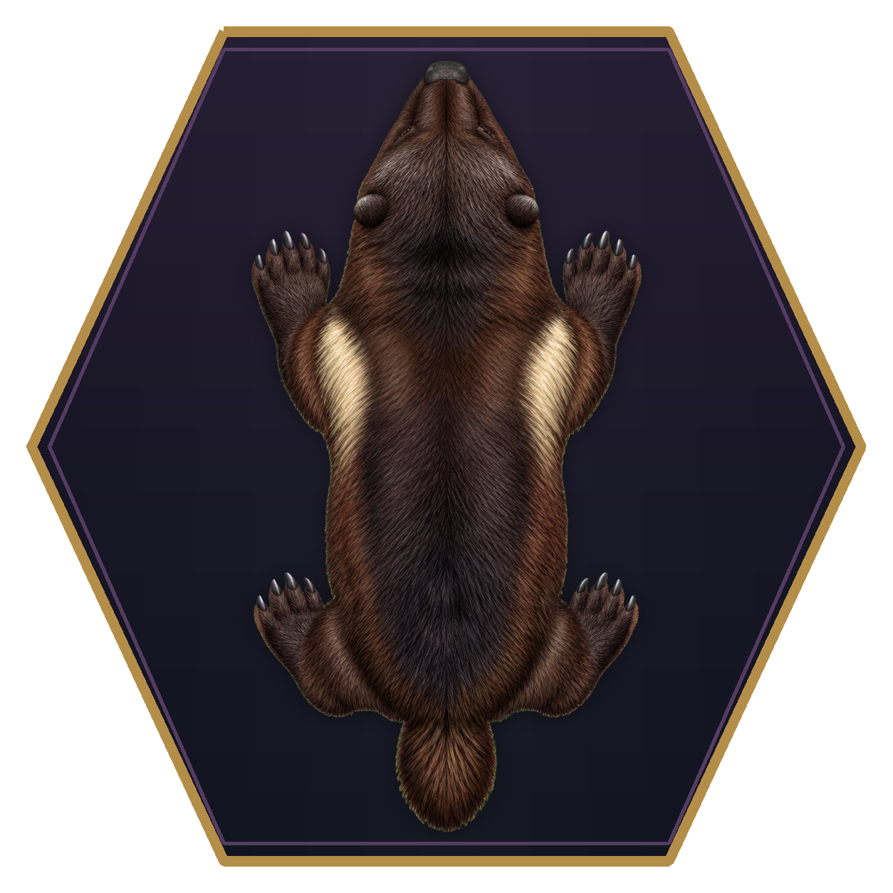 Dire Wolverine top-down flat-top hex token