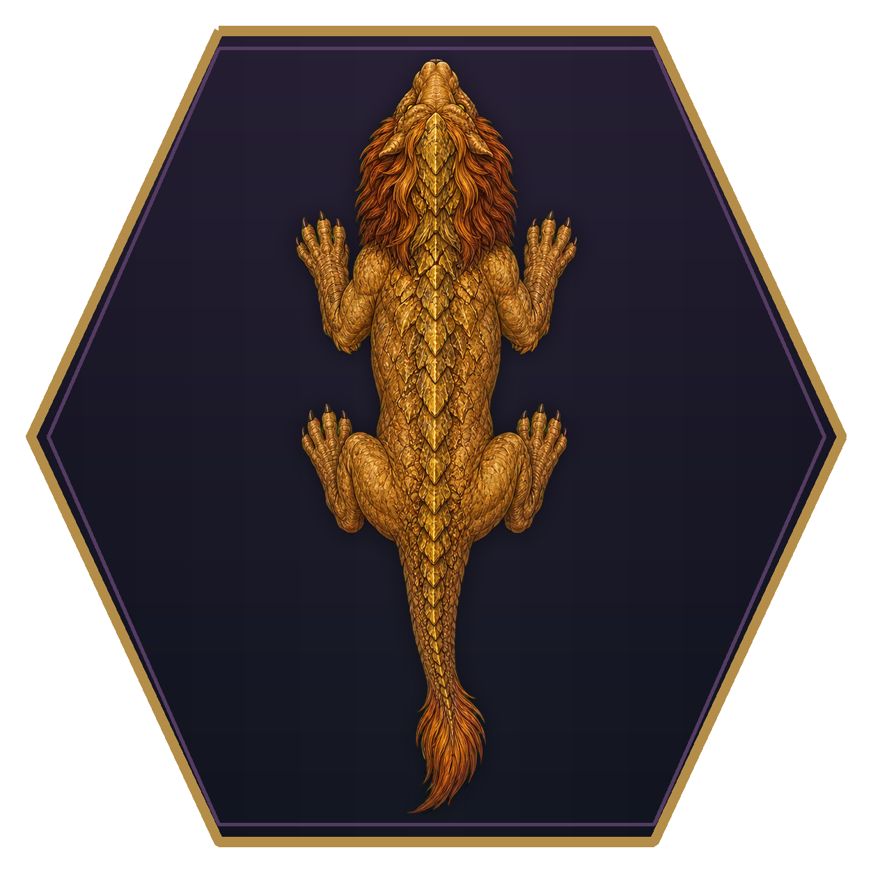 Dragonne top-down flat-top hex token