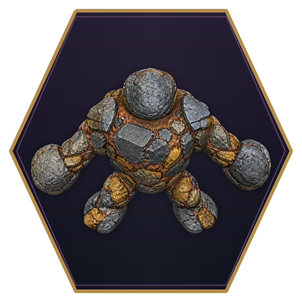 Earth Elemental top-down flat-top hex token