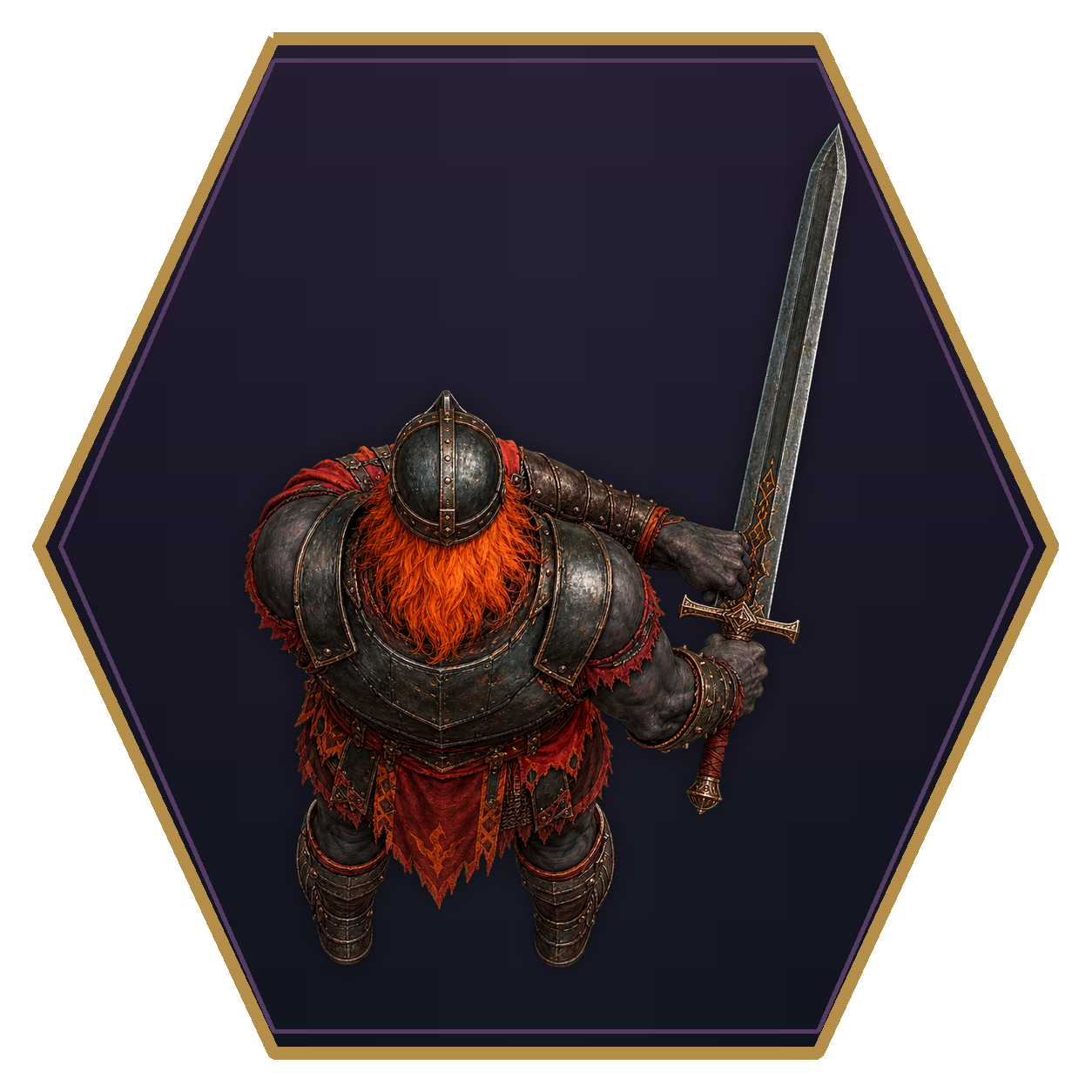 Fire Giant top-down flat-top hex token