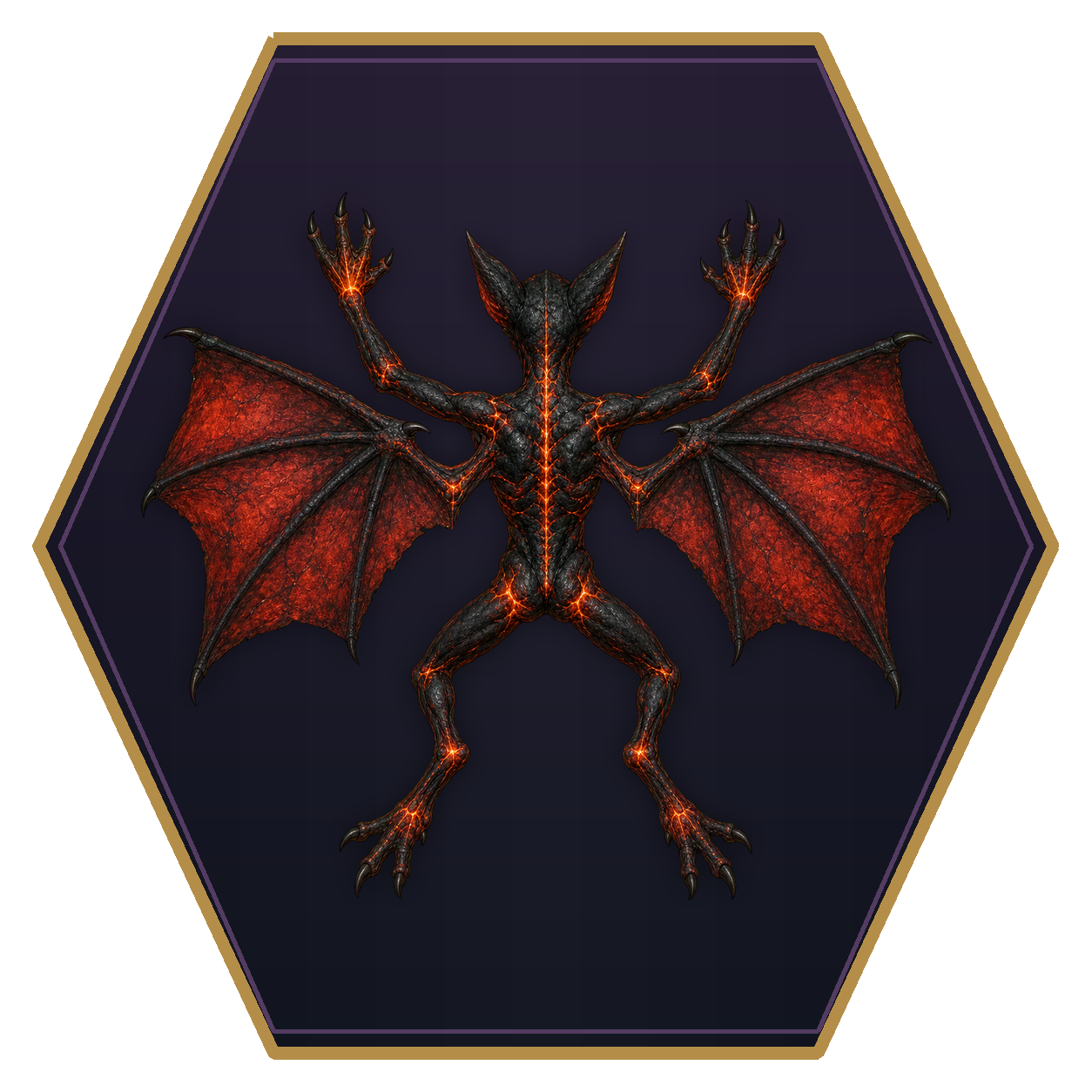 Fire Mephit top-down flat-top hex token