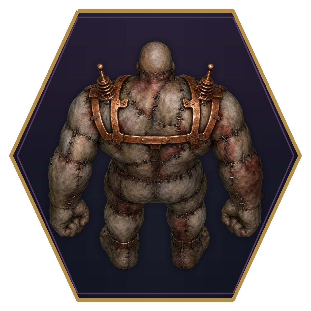 Flesh Golem top-down flat-top hex token