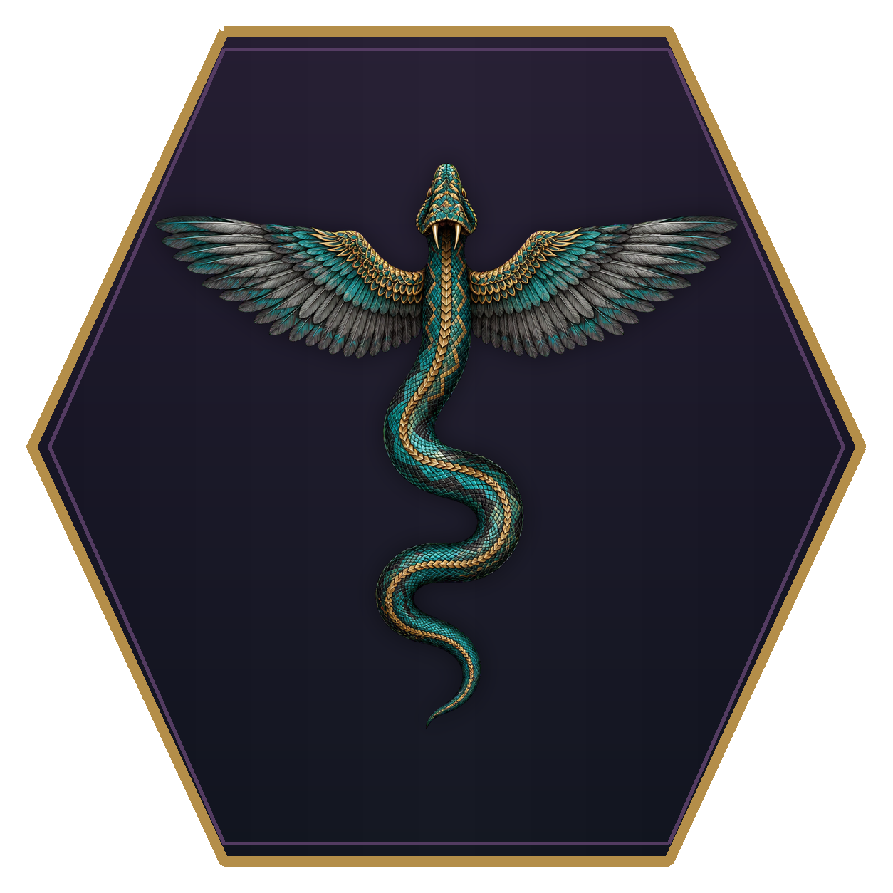 Flying Snake top-down flat-top hex token