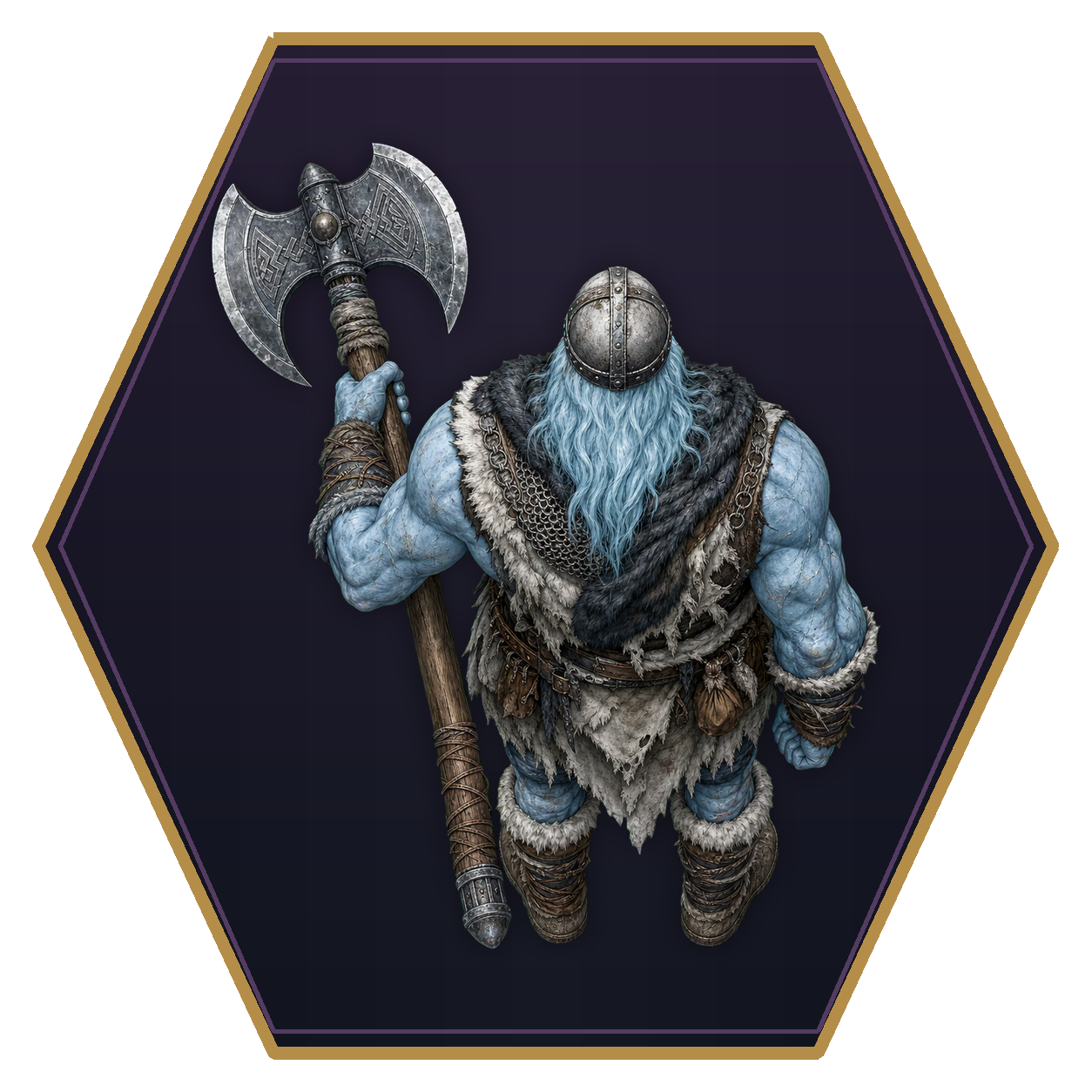 Frost Giant top-down flat-top hex token