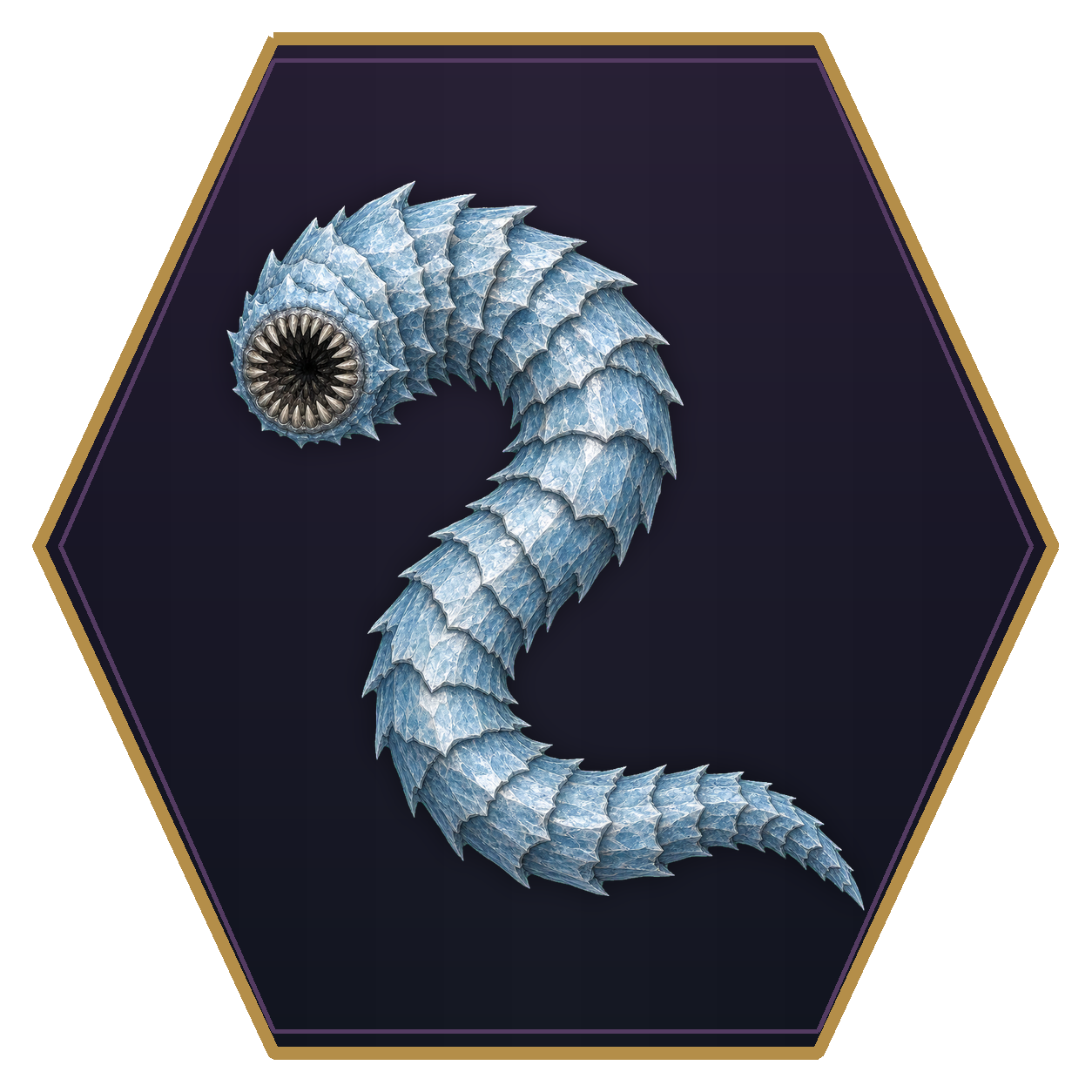 Frost Worm top-down flat-top hex token