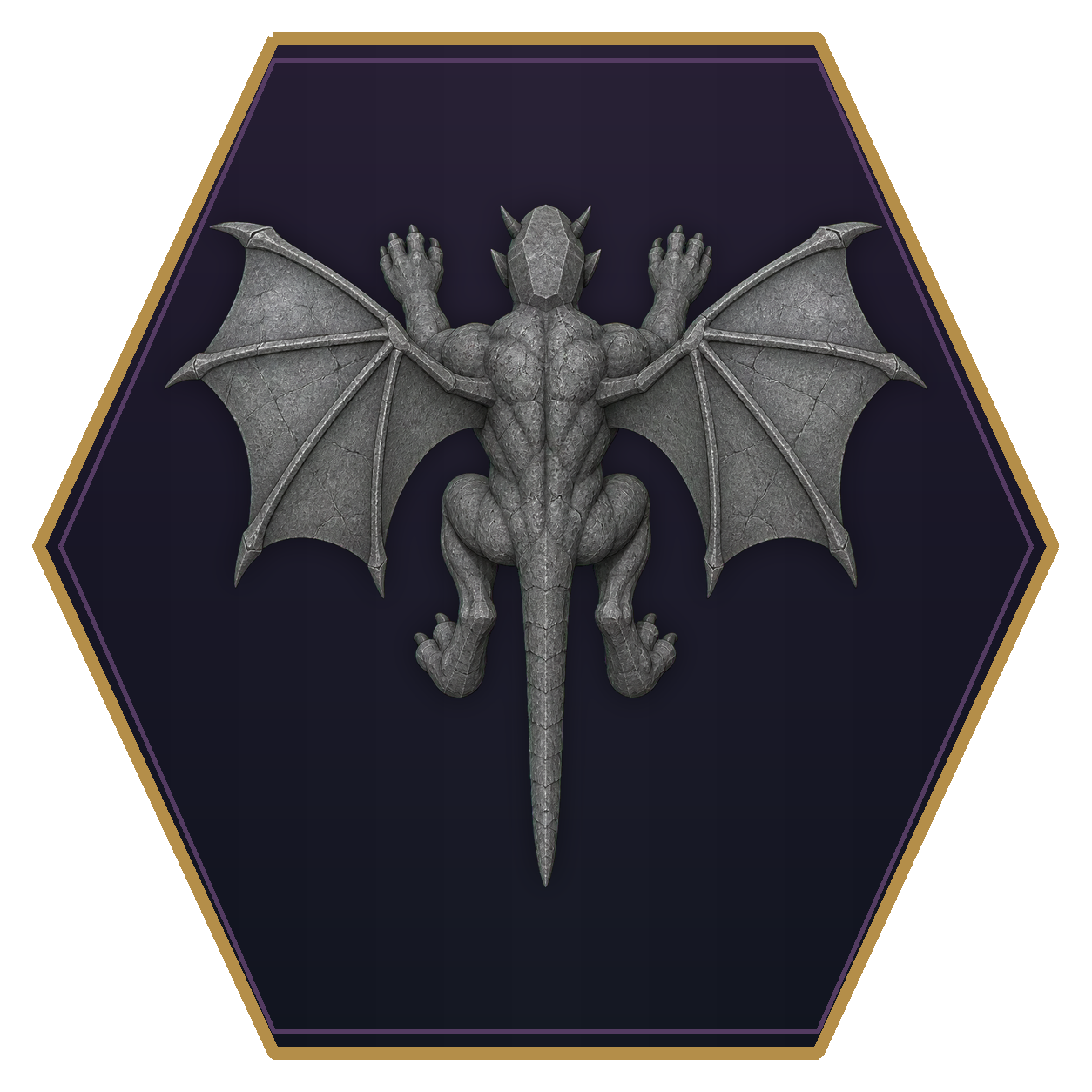 Gargoyle top-down flat-top hex token