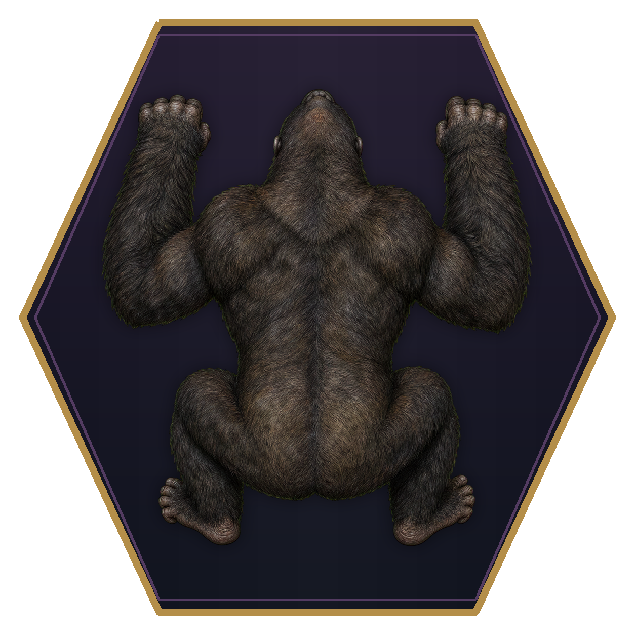 Giant Ape top-down flat-top hex token