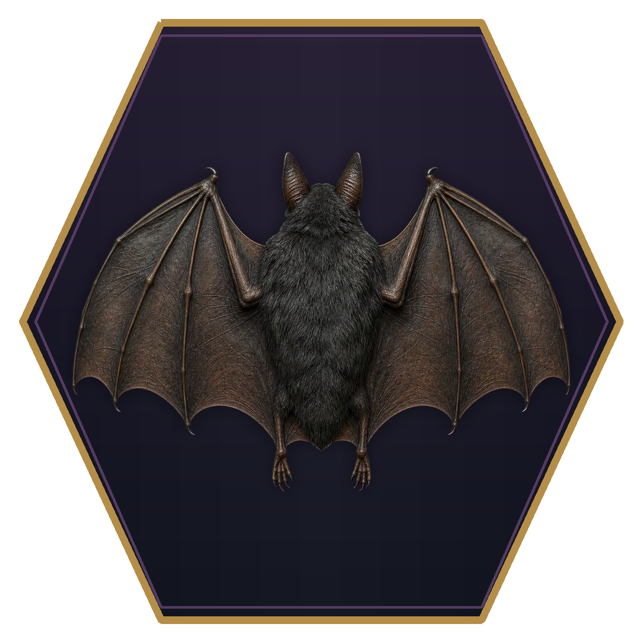 Giant Bat top-down flat-top hex token