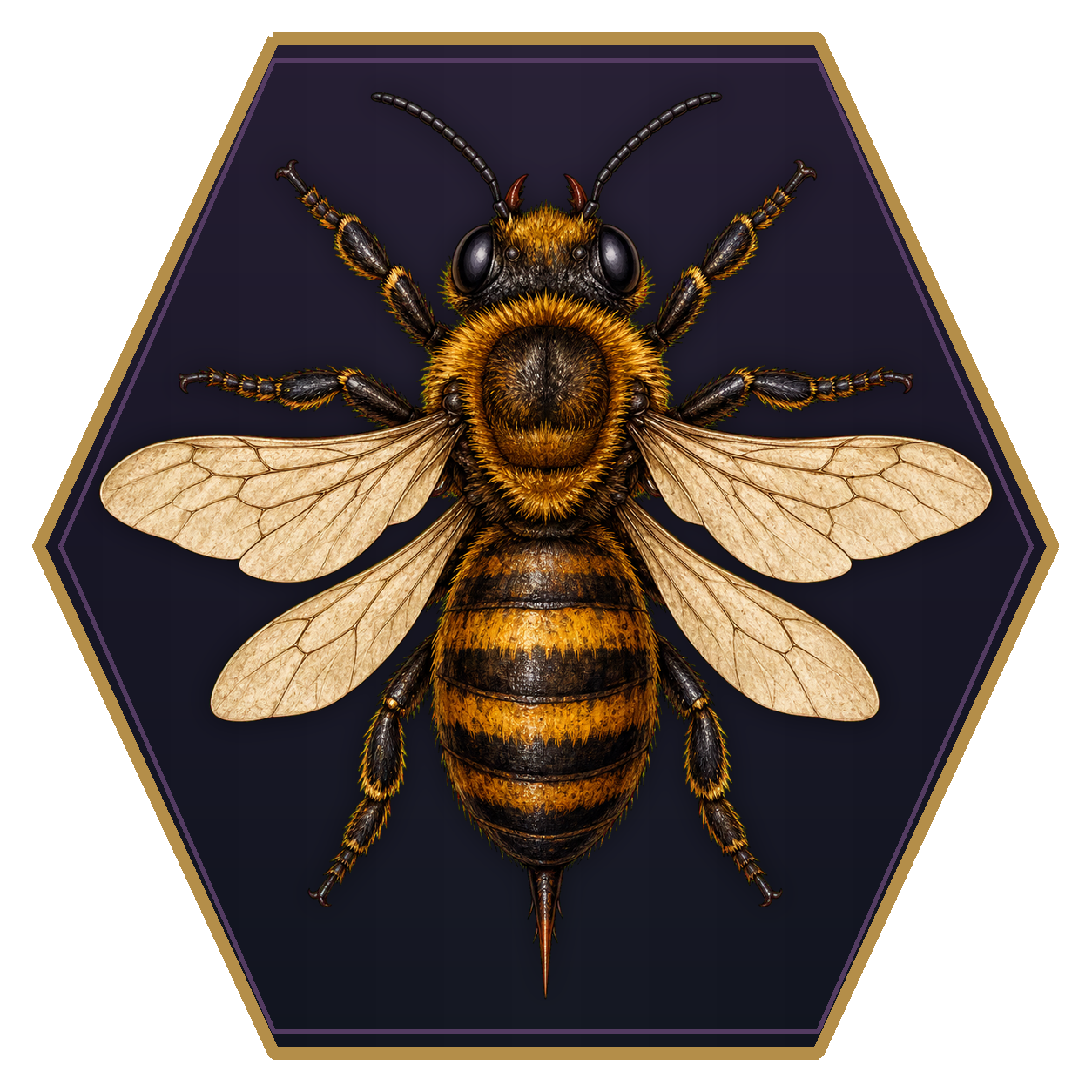 Giant Bee top-down flat-top hex token