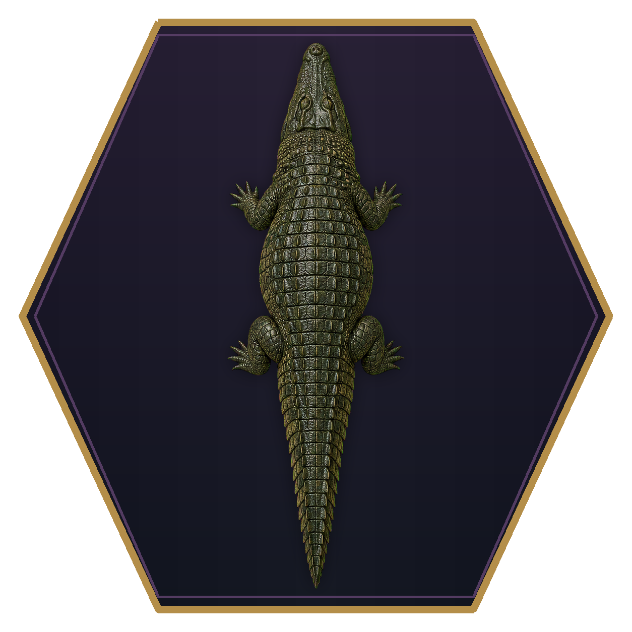 Giant Crocodile top-down flat-top hex token