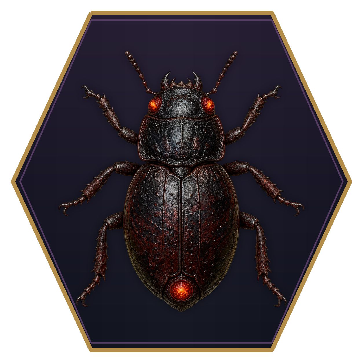 Giant Fire Beetle top-down flat-top hex token