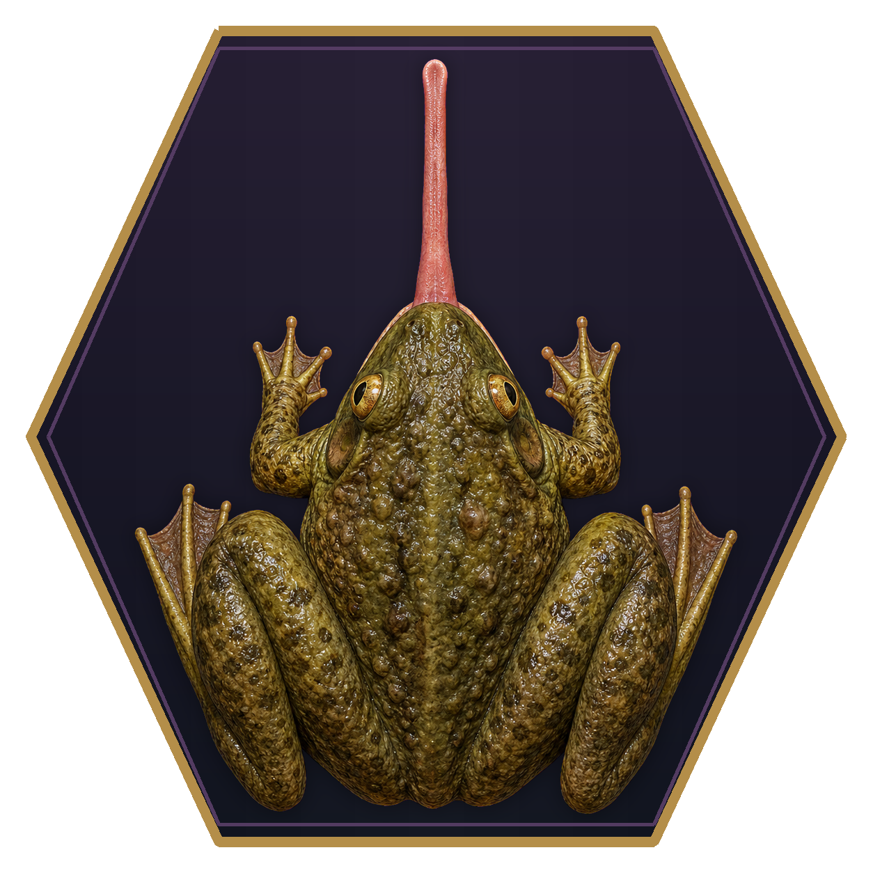 Giant Frog top-down flat-top hex token