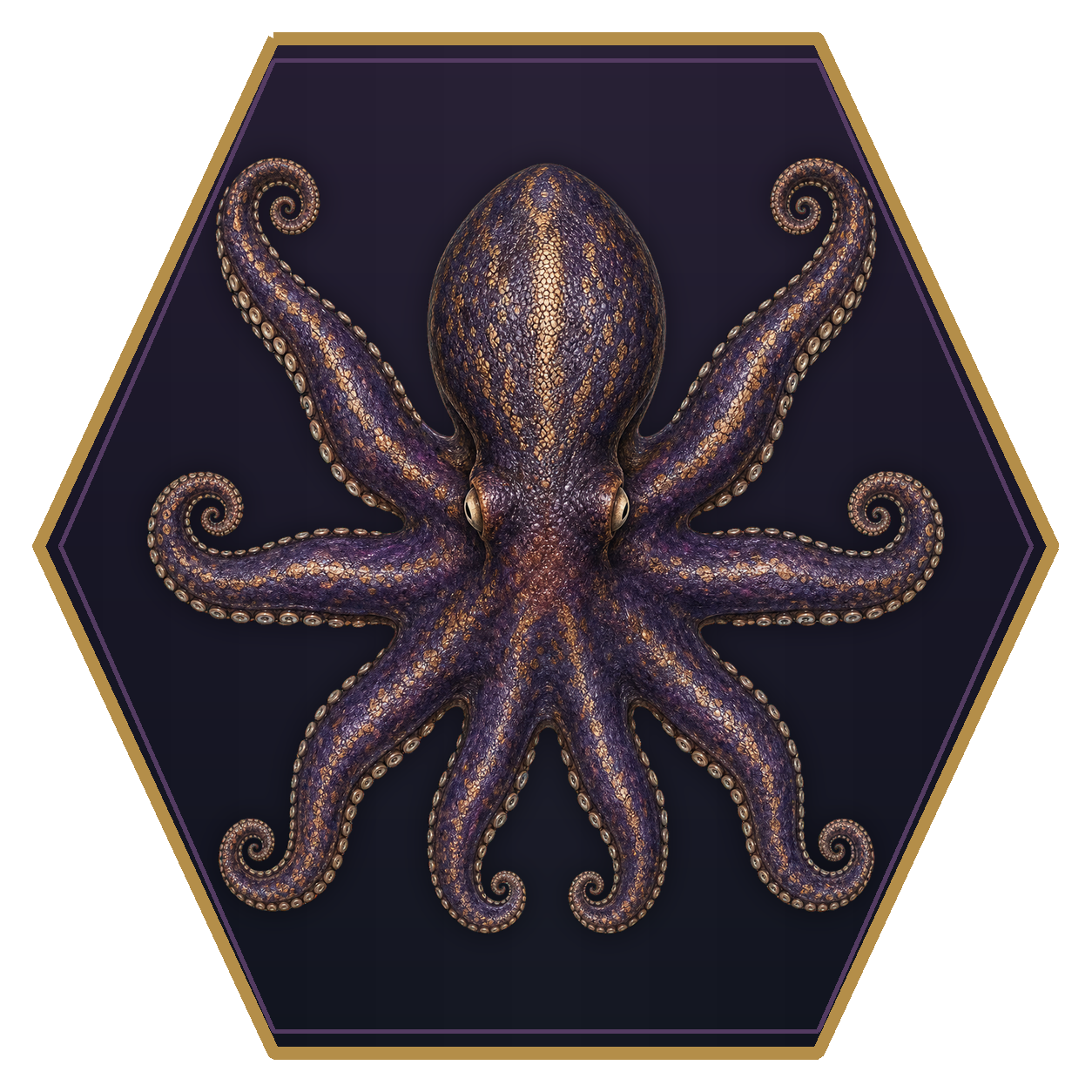 Giant Octopus top-down flat-top hex token