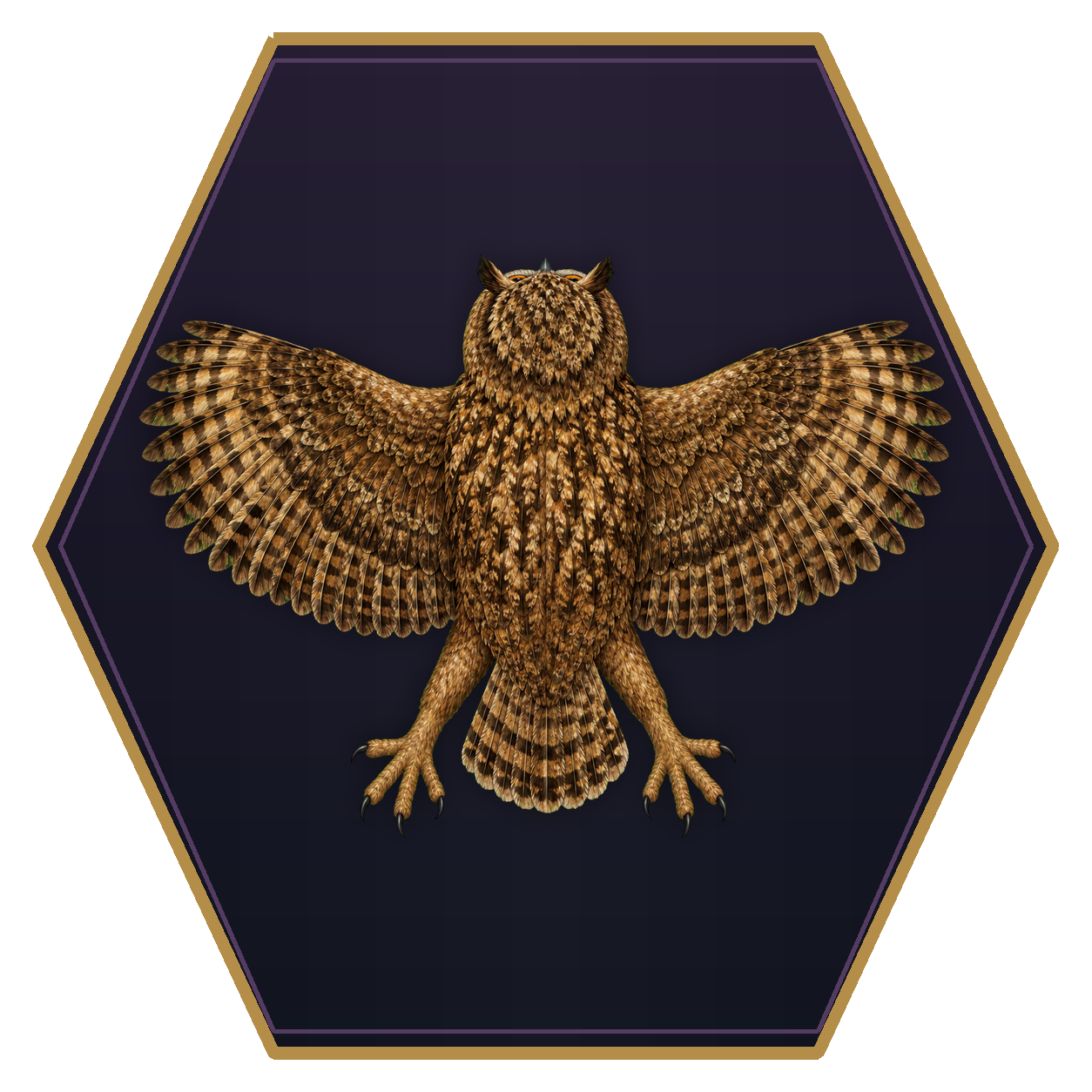 Giant Owl top-down flat-top hex token