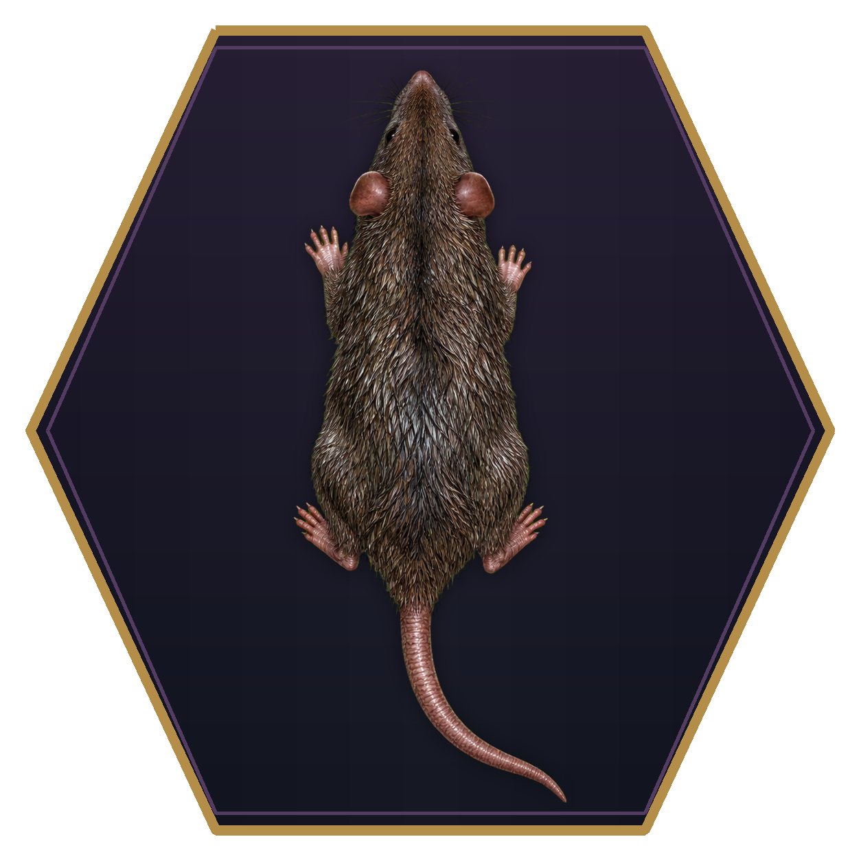Giant Rat top-down flat-top hex token
