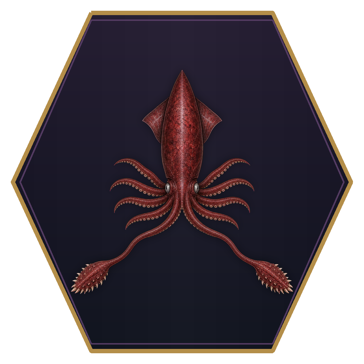 Giant Squid top-down flat-top hex token