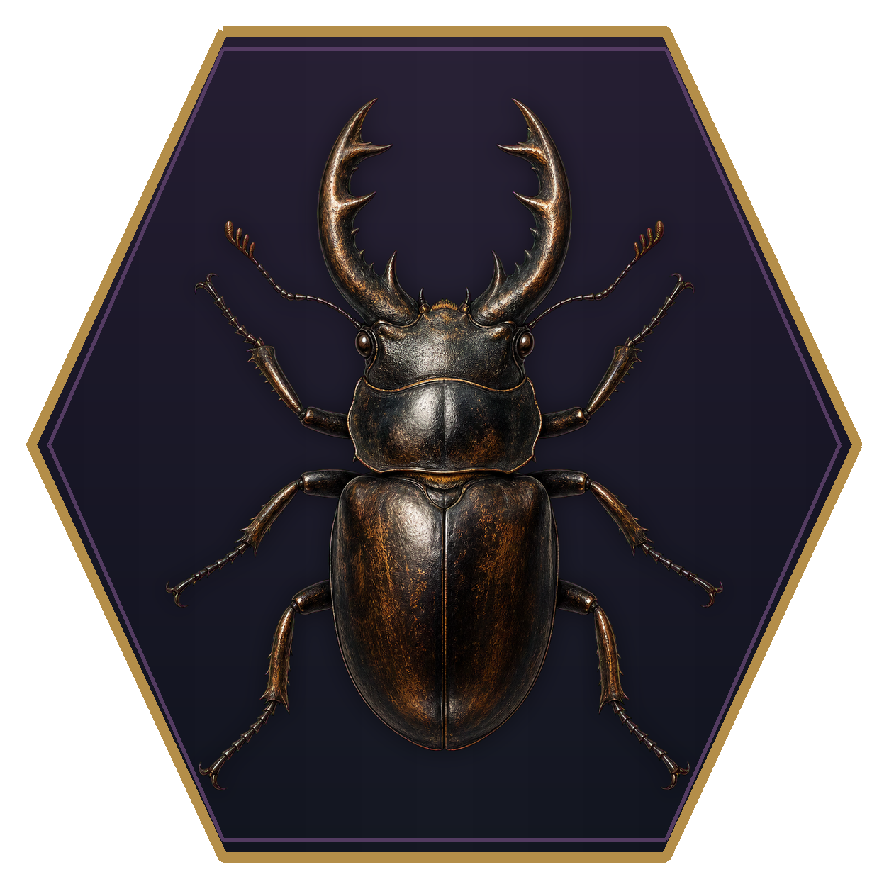 Giant Stag Beetle top-down flat-top hex token