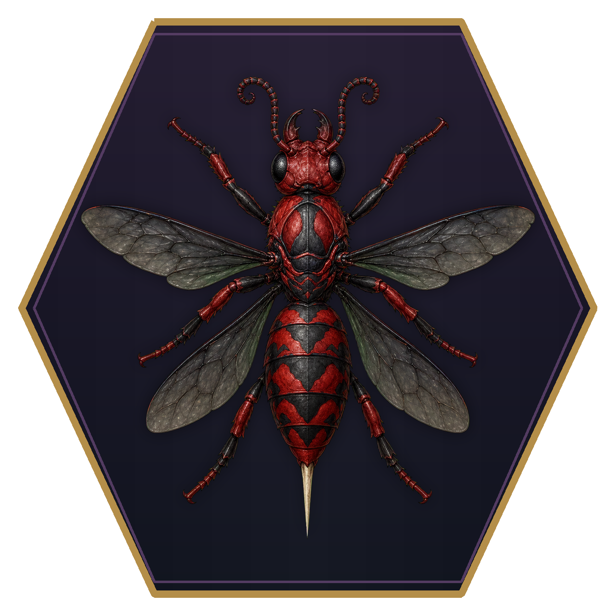 Giant Wasp top-down flat-top hex token