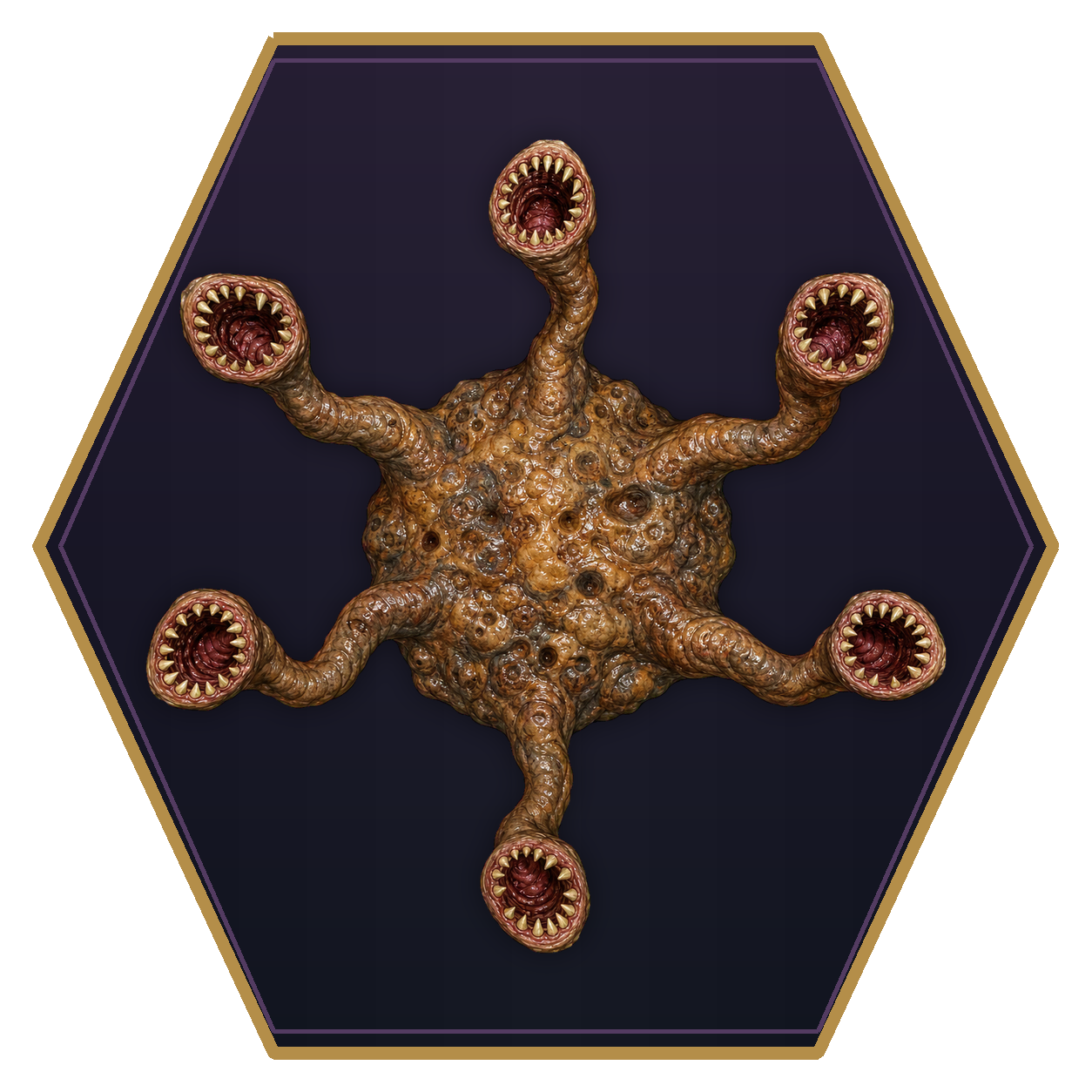 Gibbering Mouther top-down flat-top hex token