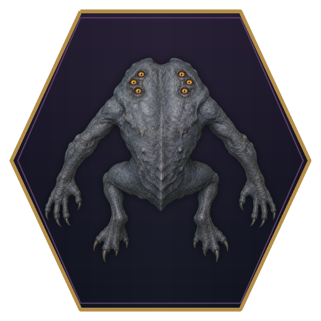 Gray Render top-down flat-top hex token