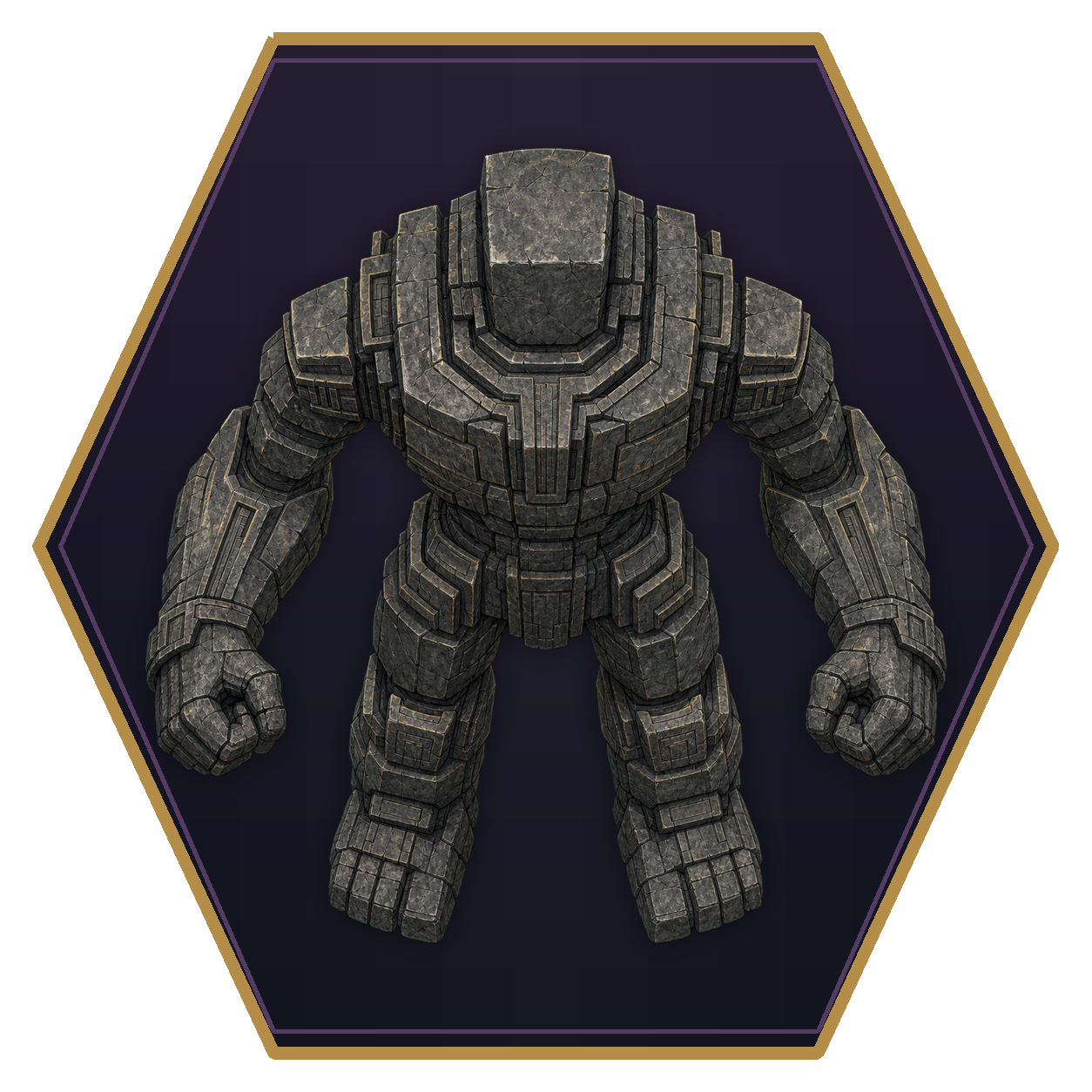 Greater Stone Golem top-down flat-top hex token